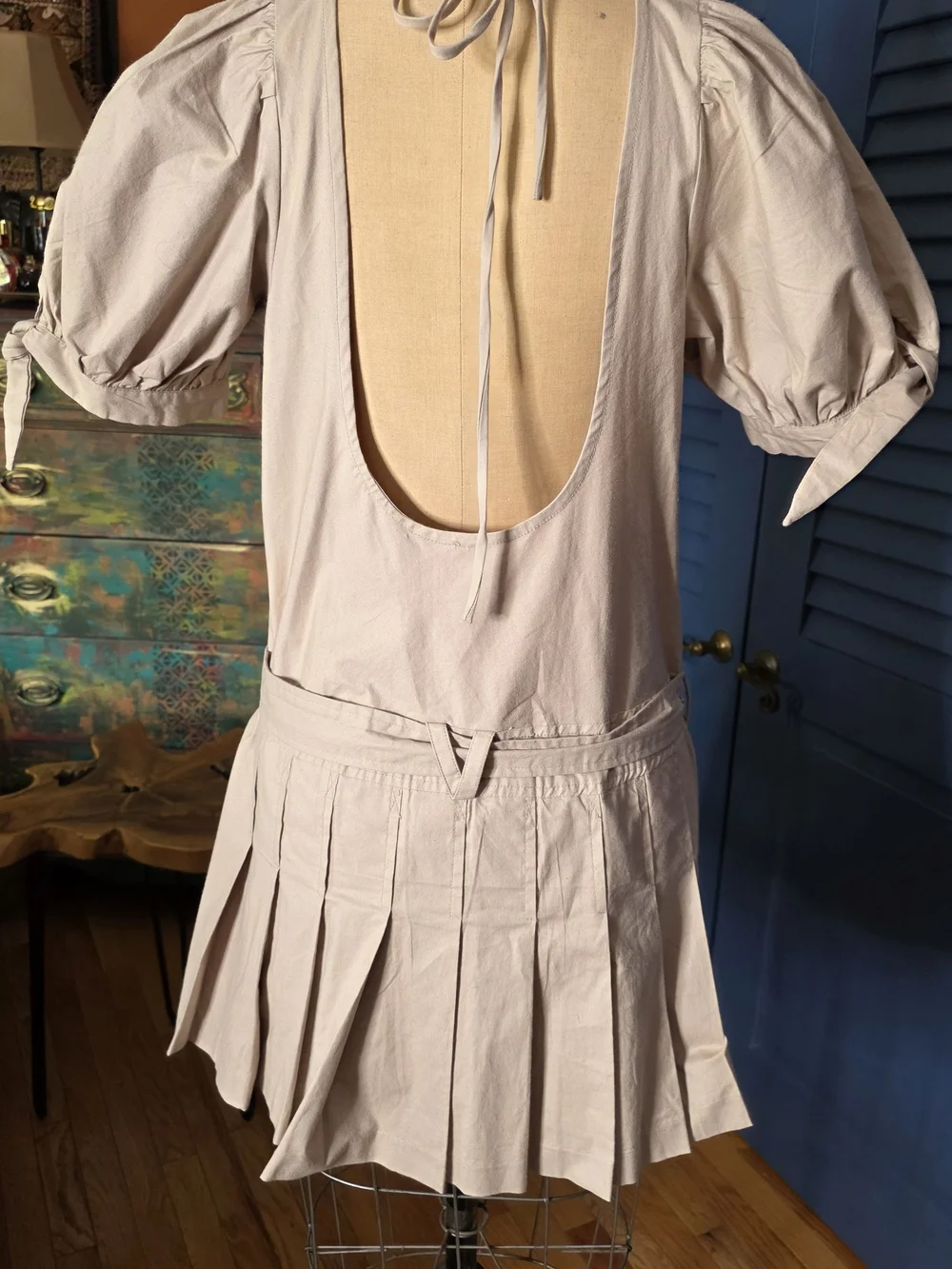 Free People Girls Cream Pleated Dress with Tie Belt